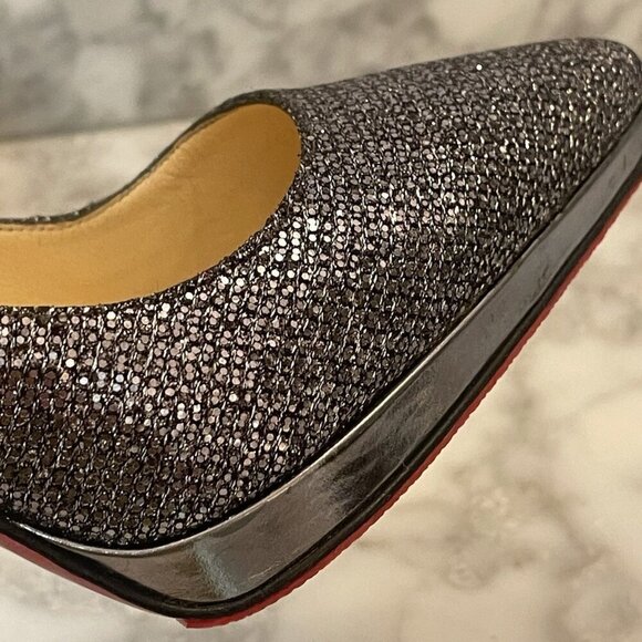 Christian Louboutin FILO 120 Lady Glitter Specchio Heels Silver/Gray Size 39 - Picture 14 of 16